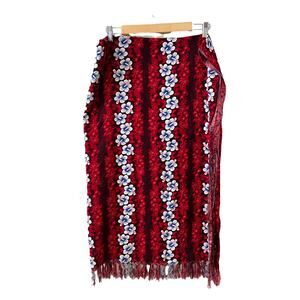 Tropical red and blue hibiscus print Sarong cover up